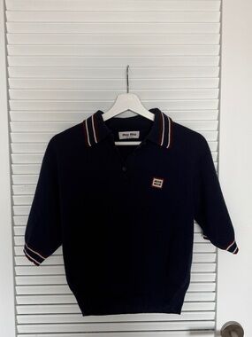 Miu Miu cashmere polo sweater navy